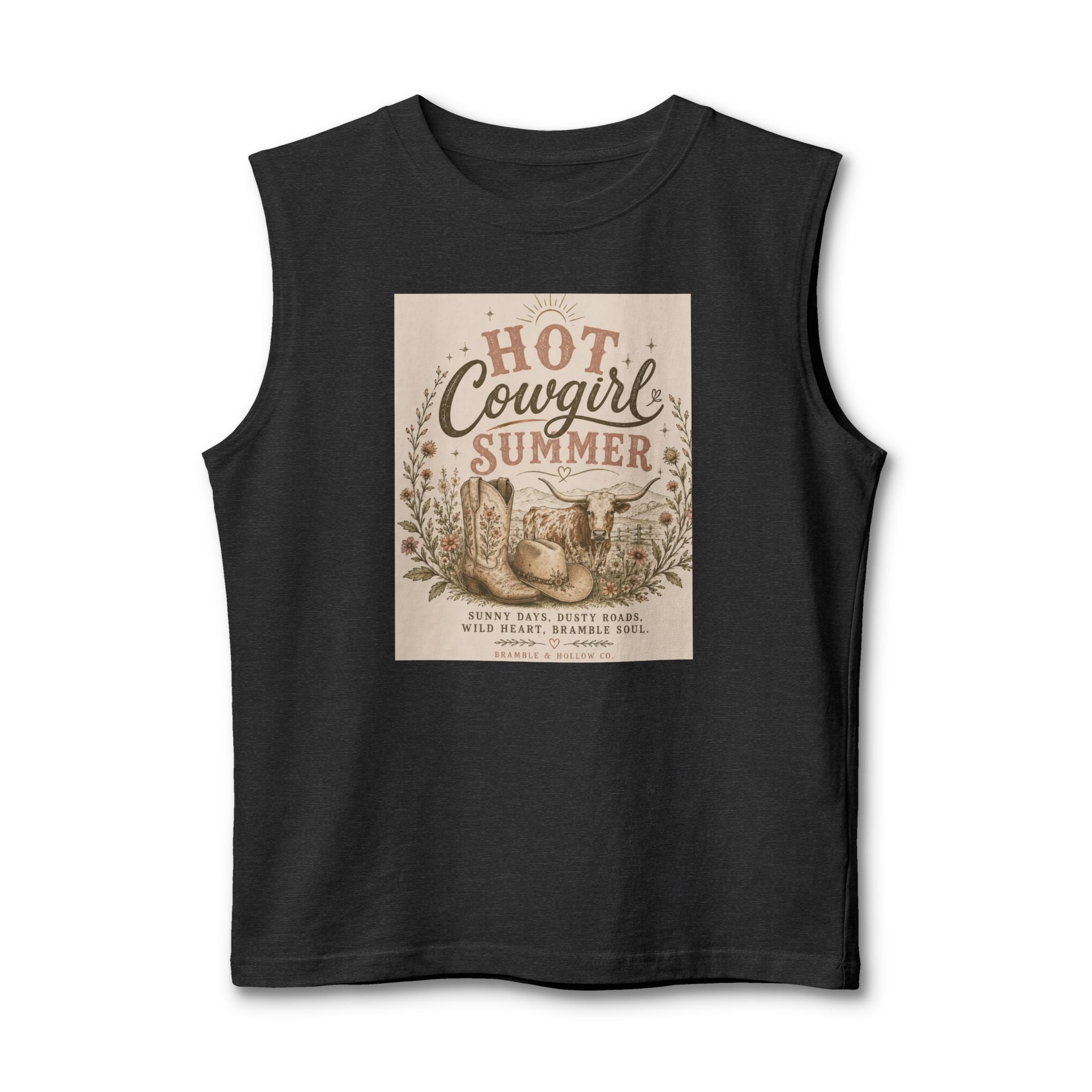 Hot Cowgirl Summer Muscle Tank — Vintage Western Cowgirl Graphic