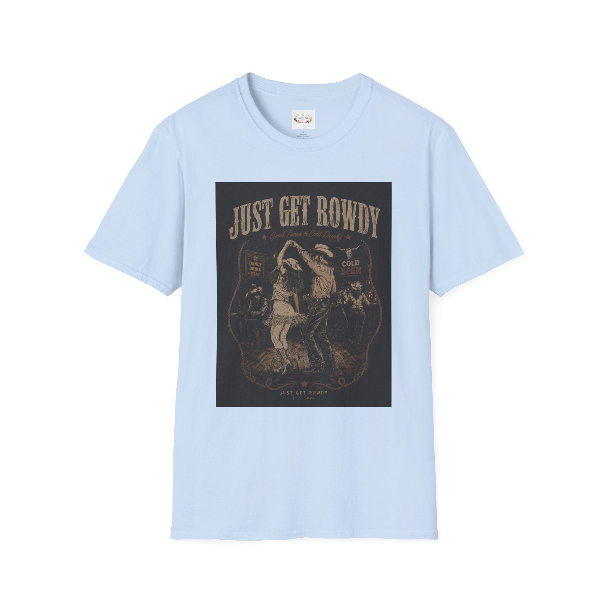 Just Get Rowdy / Raise Hell Graphic T-Shirt — Vintage Cowboy Western Party Tee