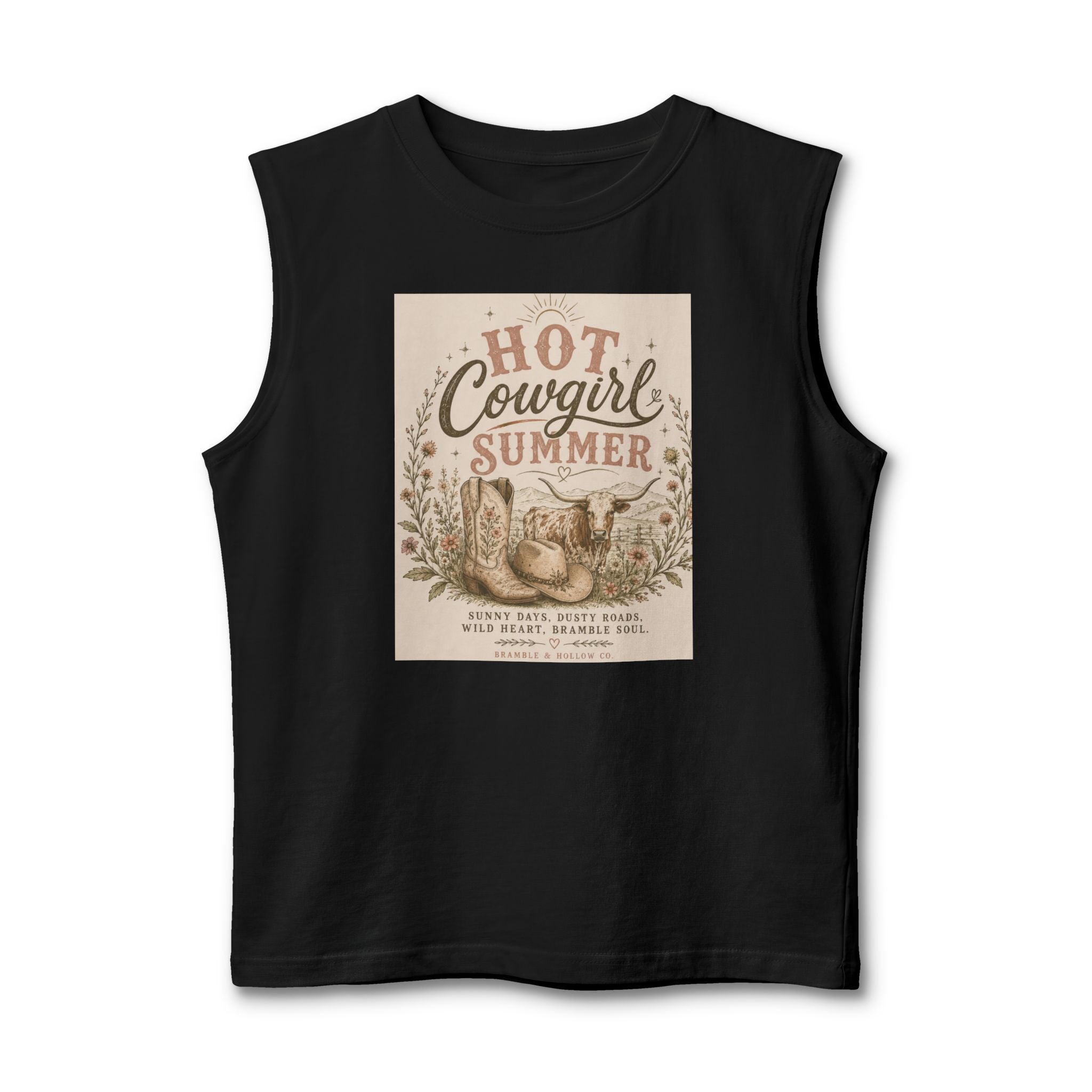 Hot Cowgirl Summer Muscle Tank — Vintage Western Cowgirl Graphic
