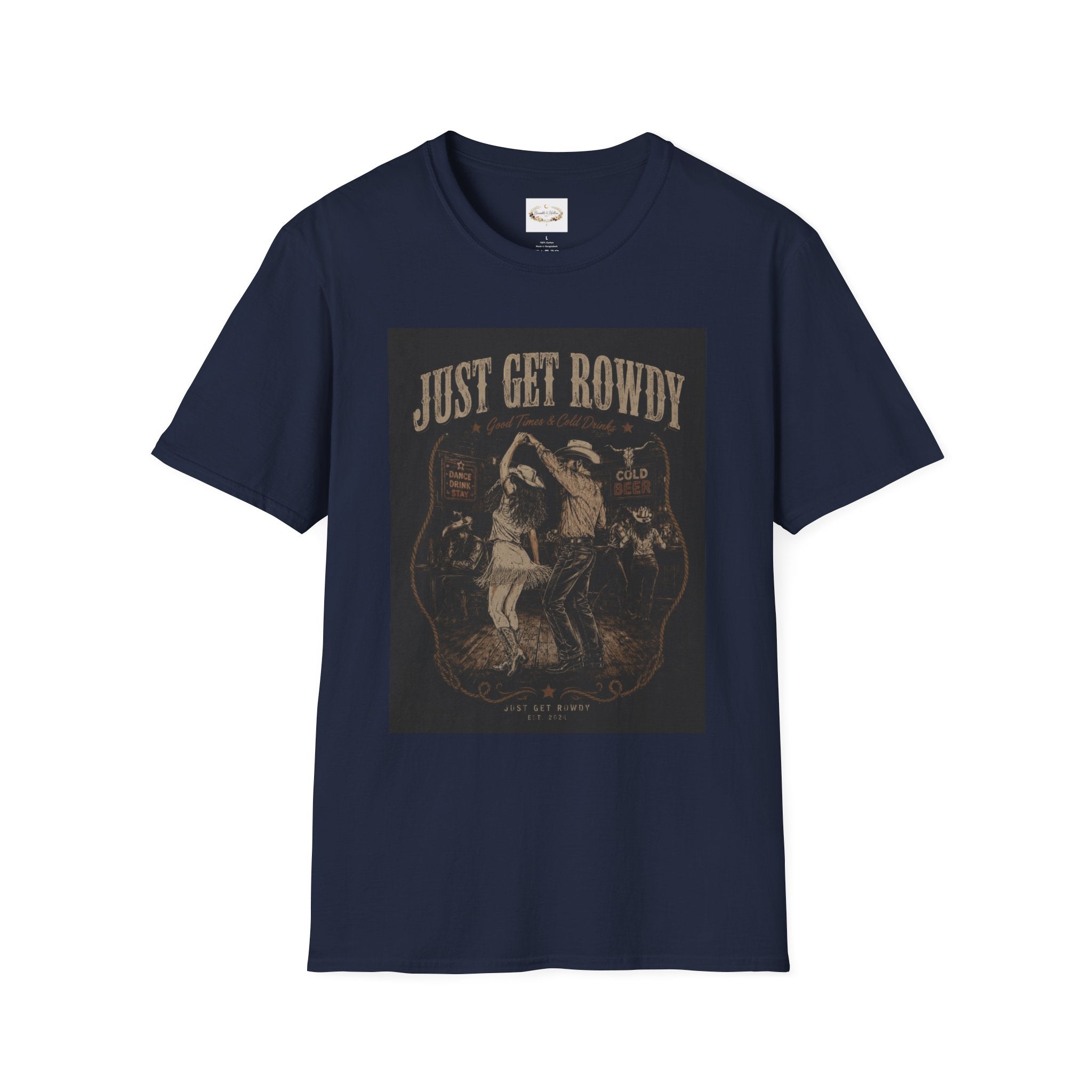 Just Get Rowdy / Raise Hell Graphic T-Shirt — Vintage Cowboy Western Party Tee