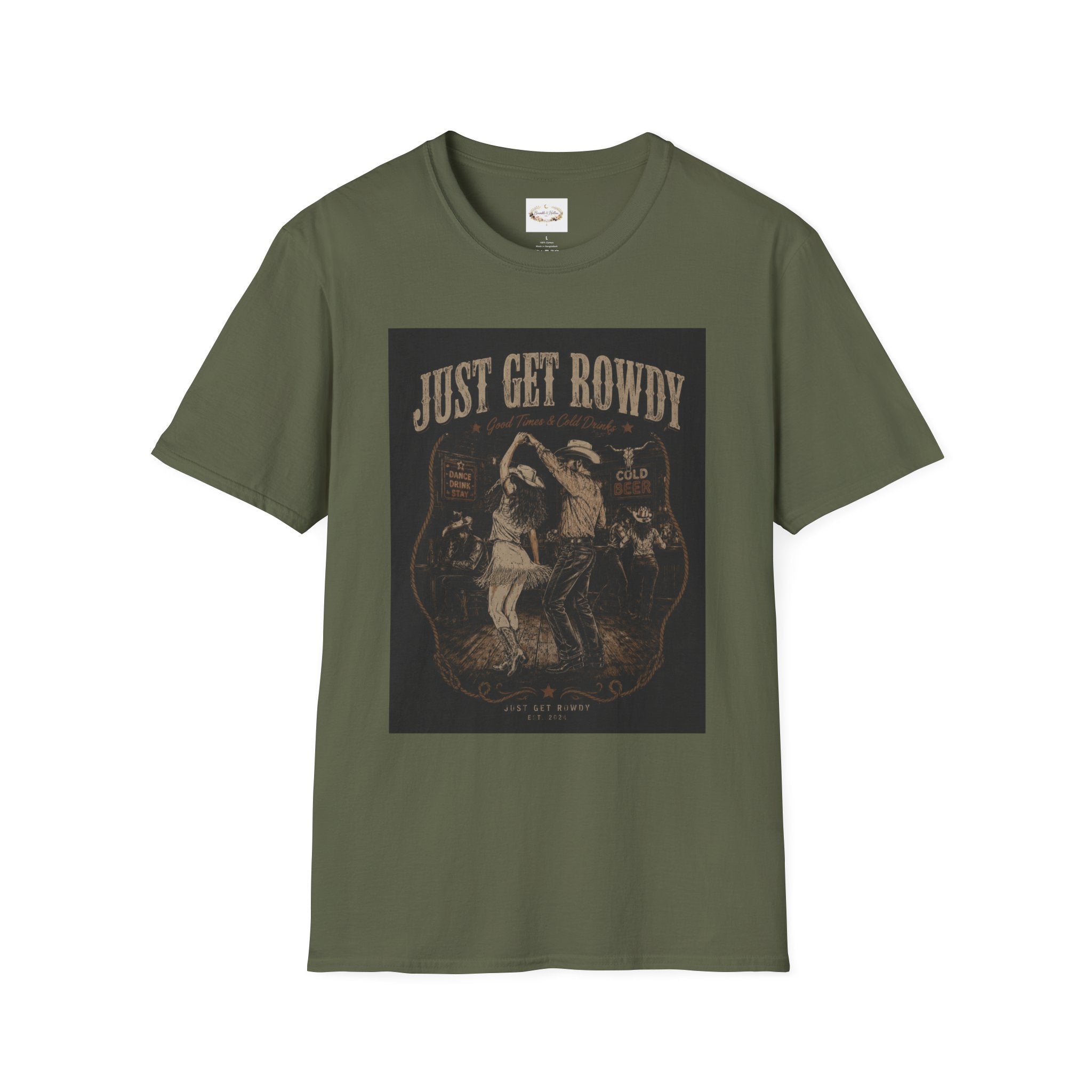 Just Get Rowdy / Raise Hell Graphic T-Shirt — Vintage Cowboy Western Party Tee