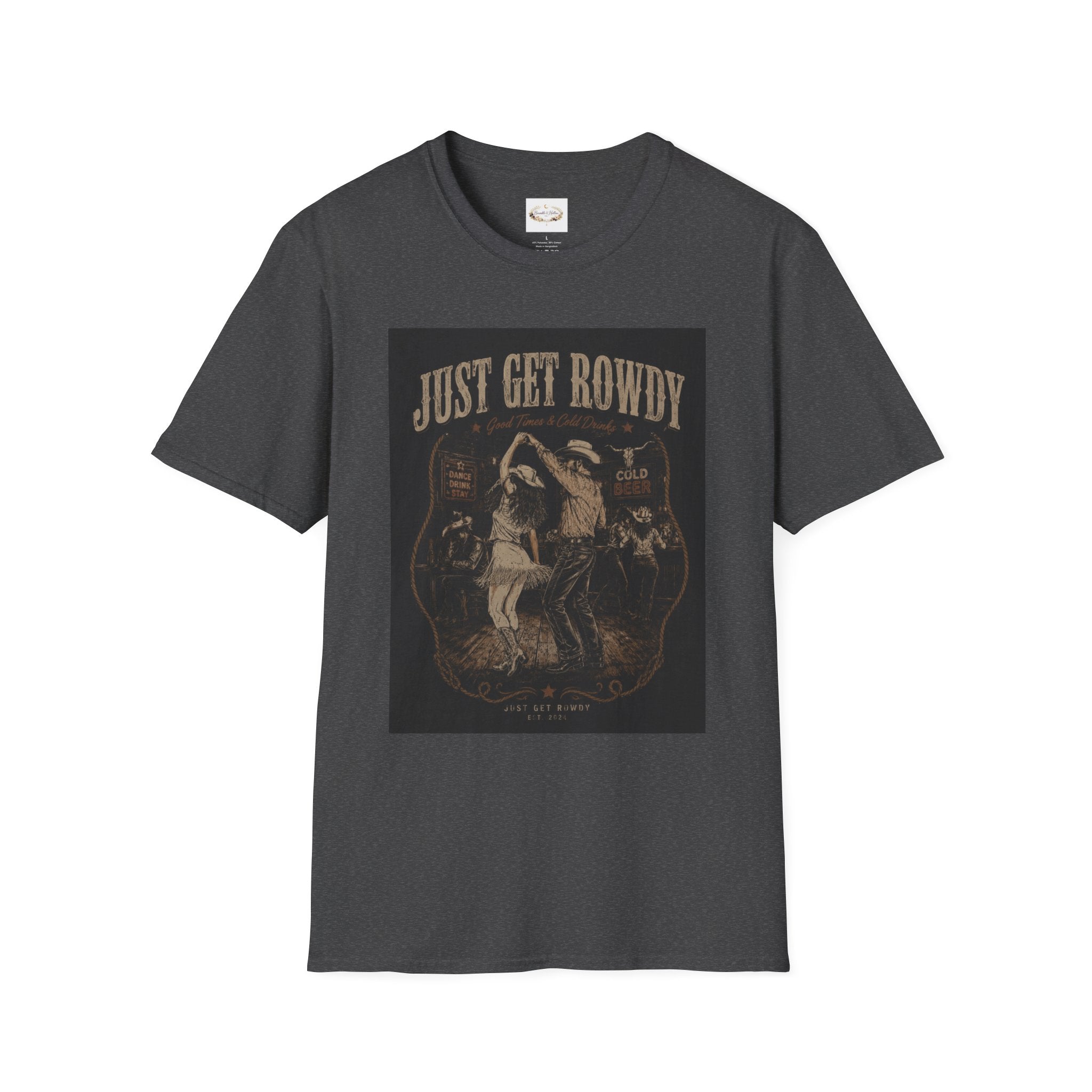 Just Get Rowdy / Raise Hell Graphic T-Shirt — Vintage Cowboy Western Party Tee