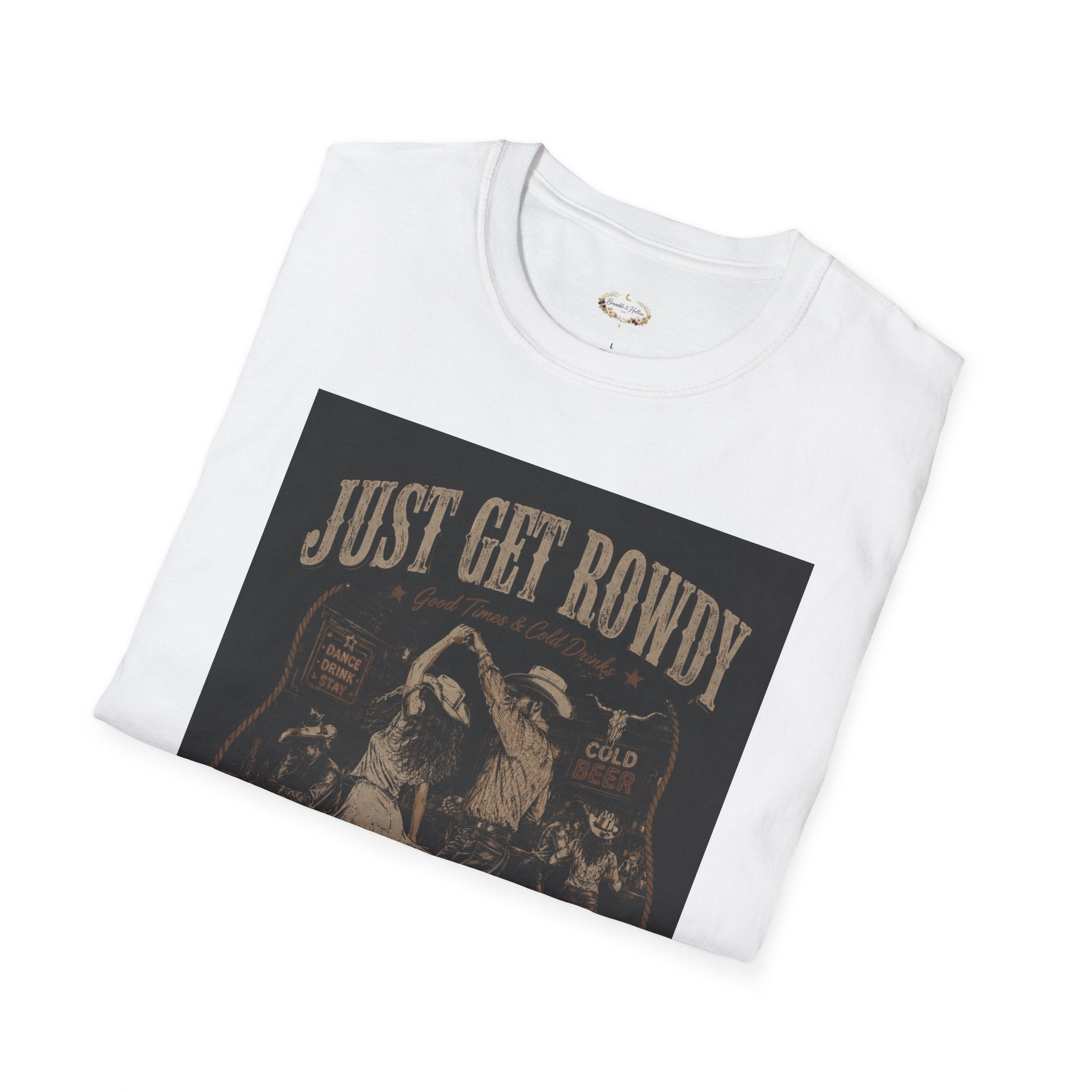 Just Get Rowdy / Raise Hell Graphic T-Shirt — Vintage Cowboy Western Party Tee