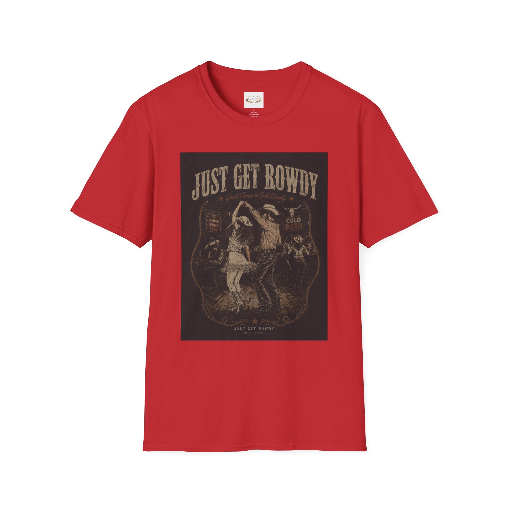 Just Get Rowdy / Raise Hell Graphic T-Shirt — Vintage Cowboy Western Party Tee