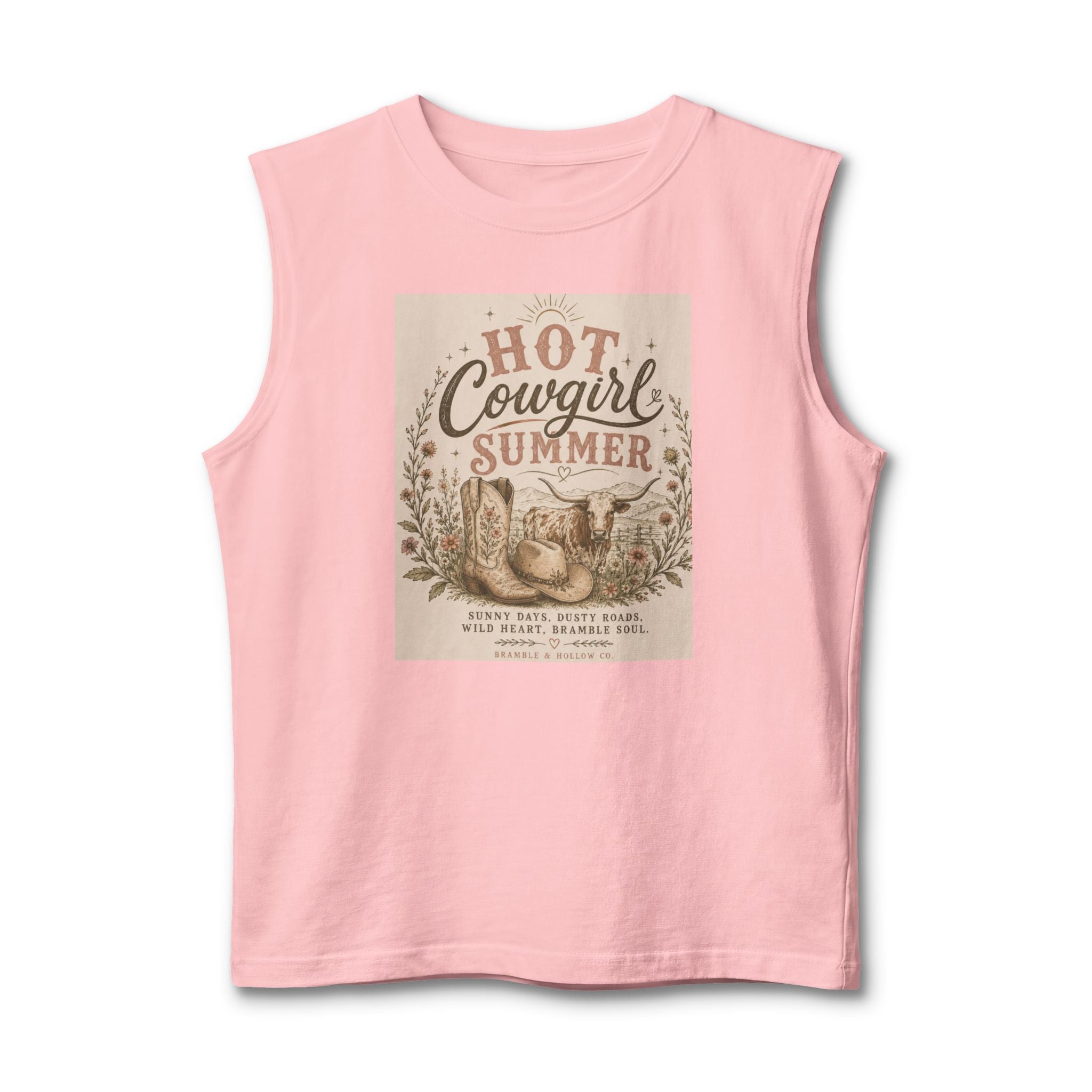 Hot Cowgirl Summer Muscle Tank — Vintage Western Cowgirl Graphic