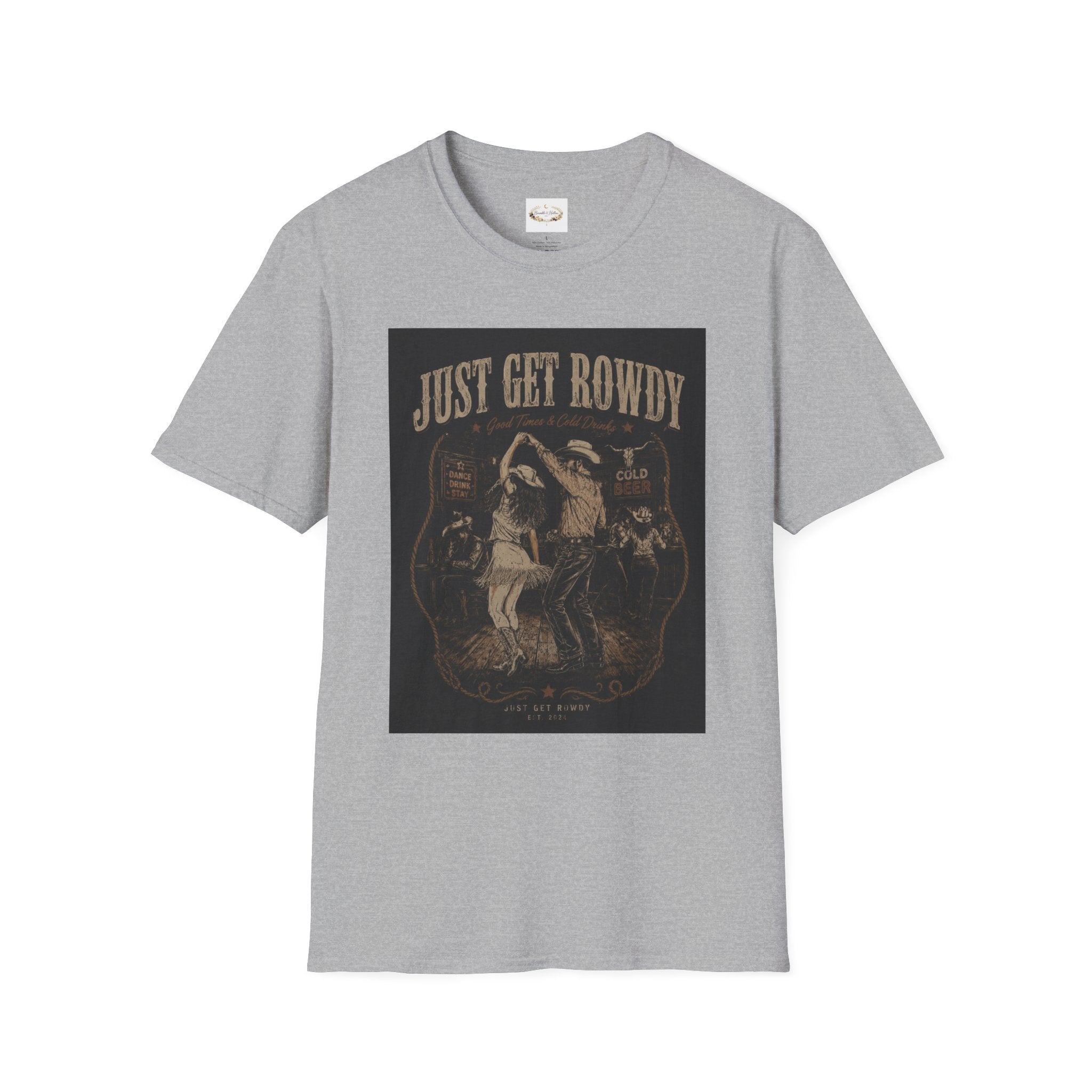 Just Get Rowdy / Raise Hell Graphic T-Shirt — Vintage Cowboy Western Party Tee