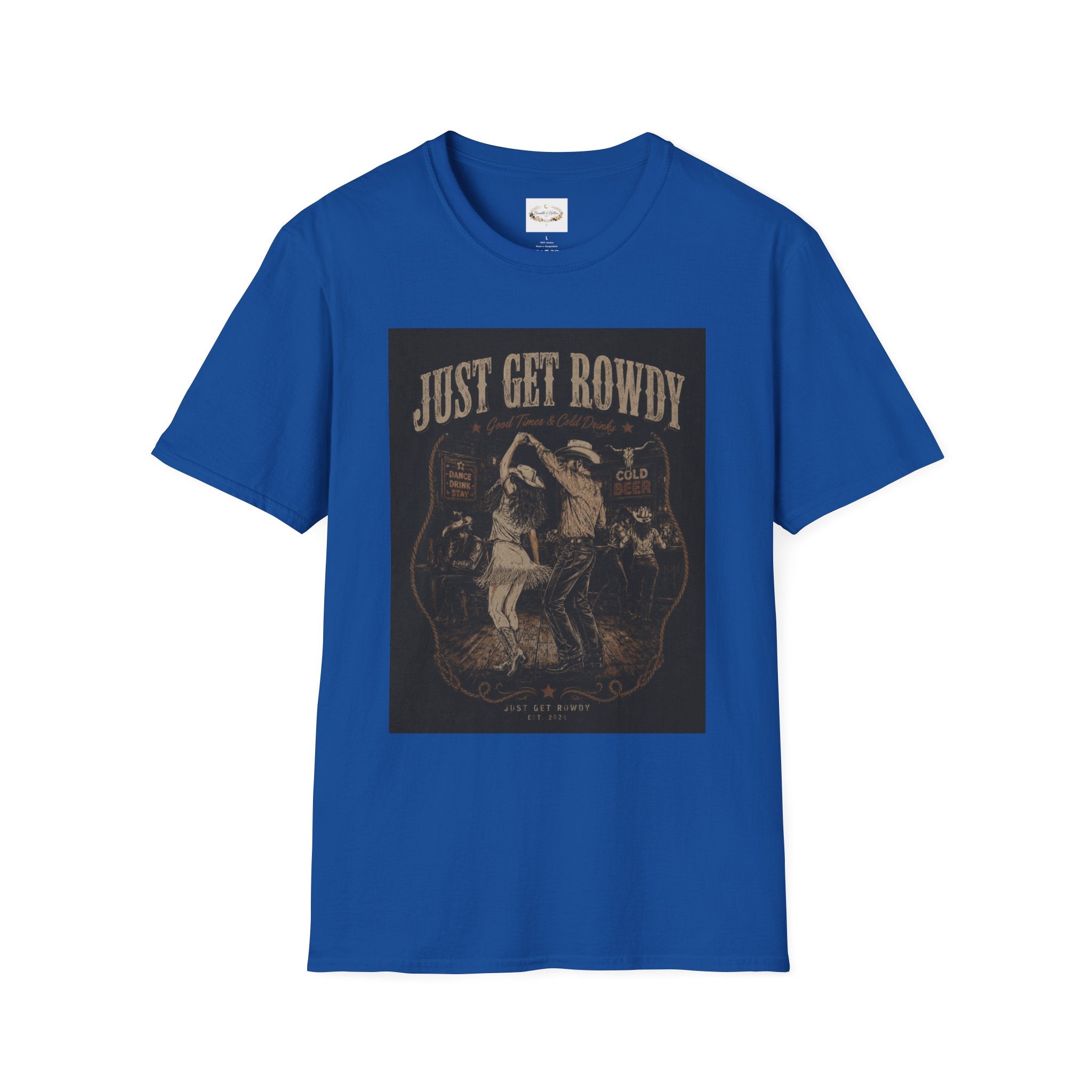 Just Get Rowdy / Raise Hell Graphic T-Shirt — Vintage Cowboy Western Party Tee