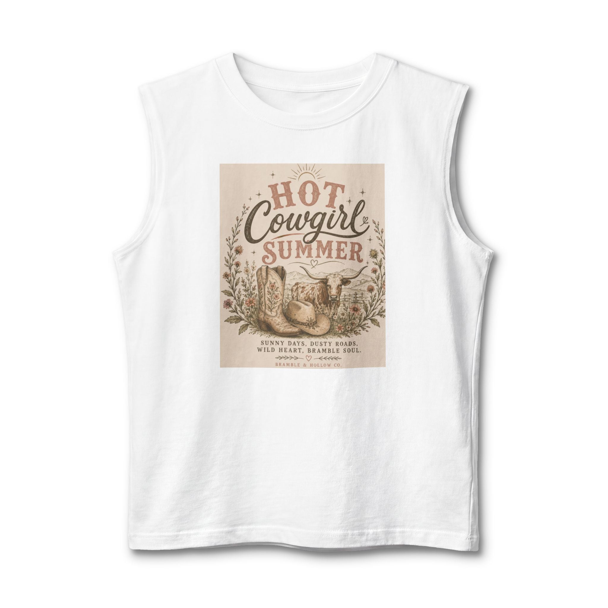 Hot Cowgirl Summer Muscle Tank — Vintage Western Cowgirl Graphic