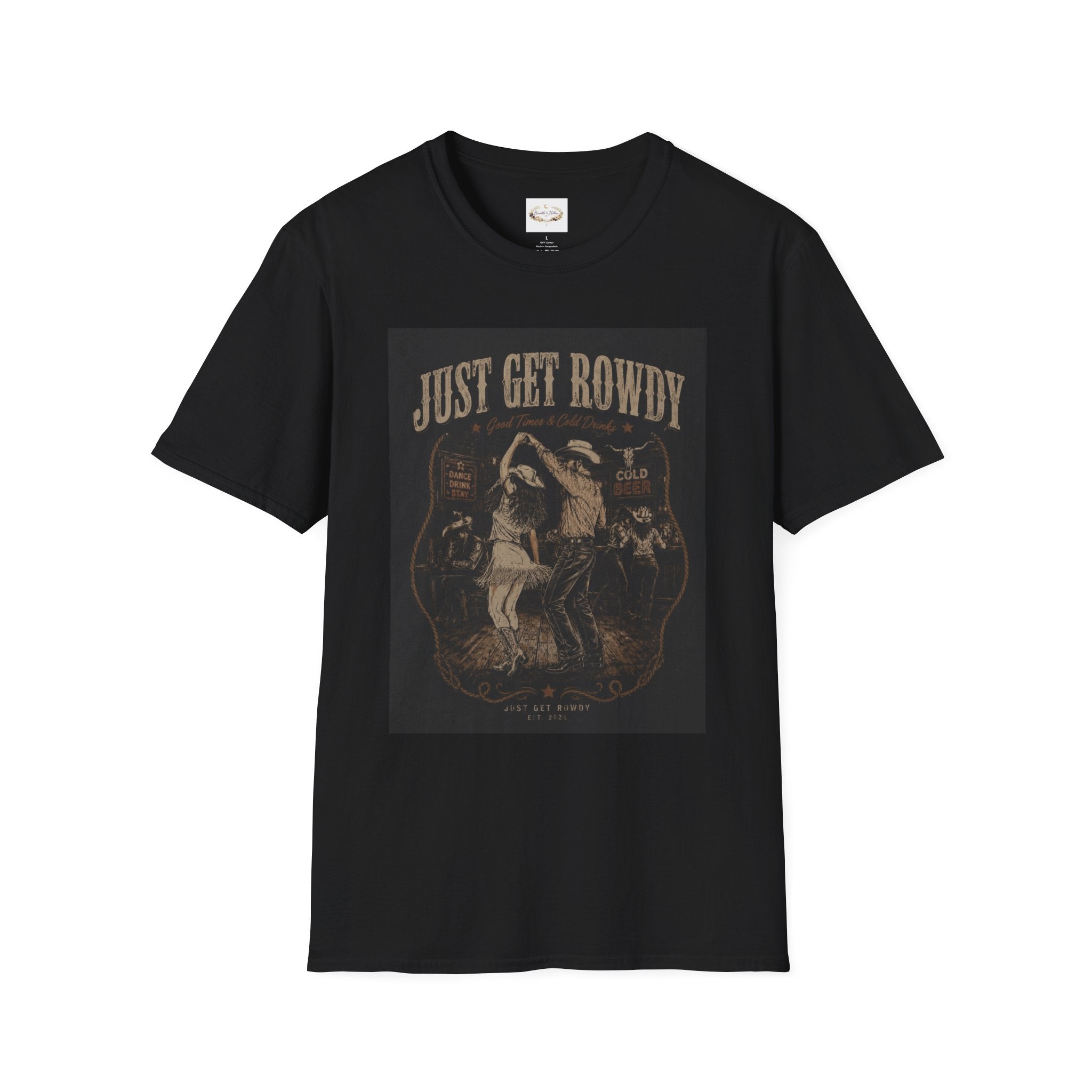 Just Get Rowdy / Raise Hell Graphic T-Shirt — Vintage Cowboy Western Party Tee