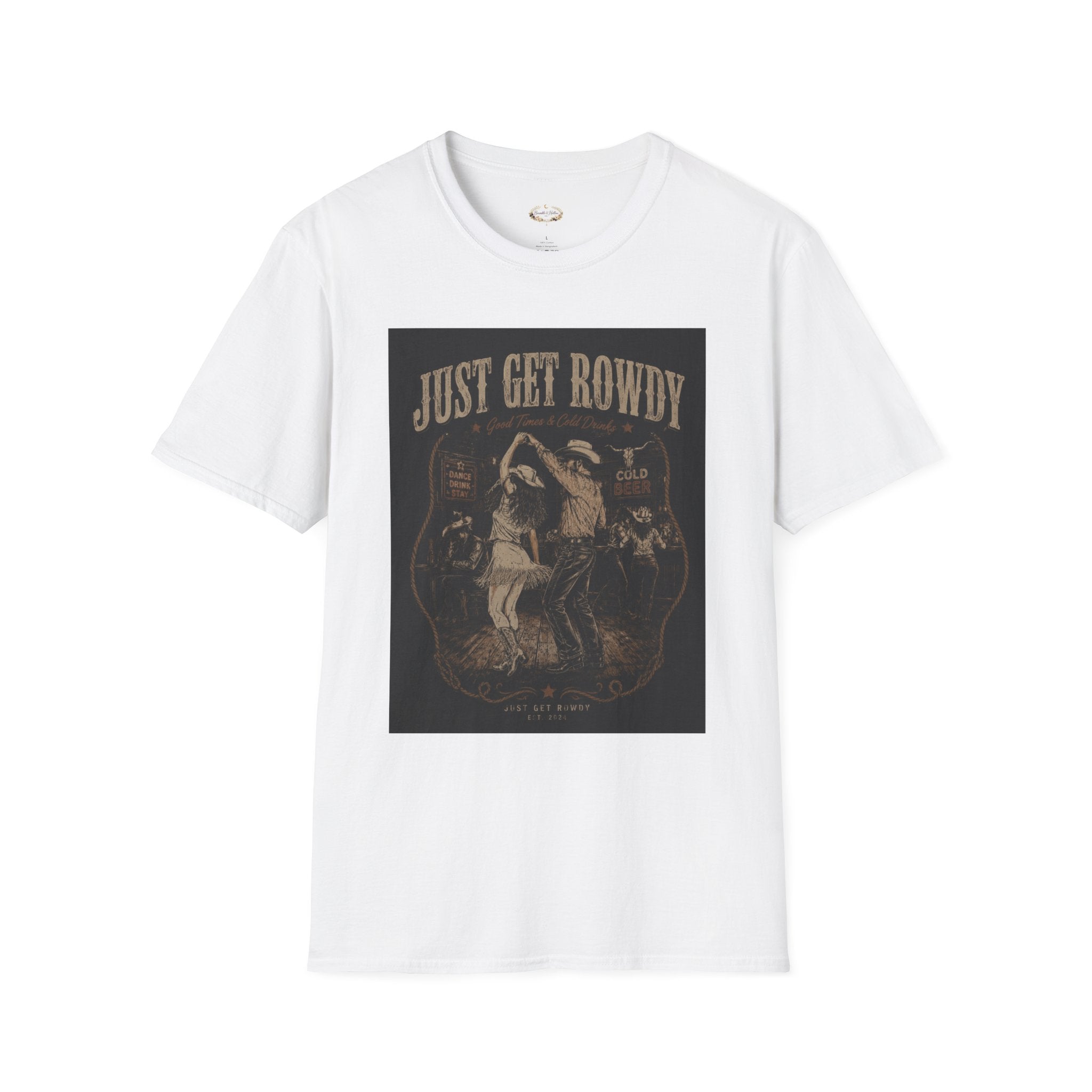 Just Get Rowdy / Raise Hell Graphic T-Shirt — Vintage Cowboy Western Party Tee