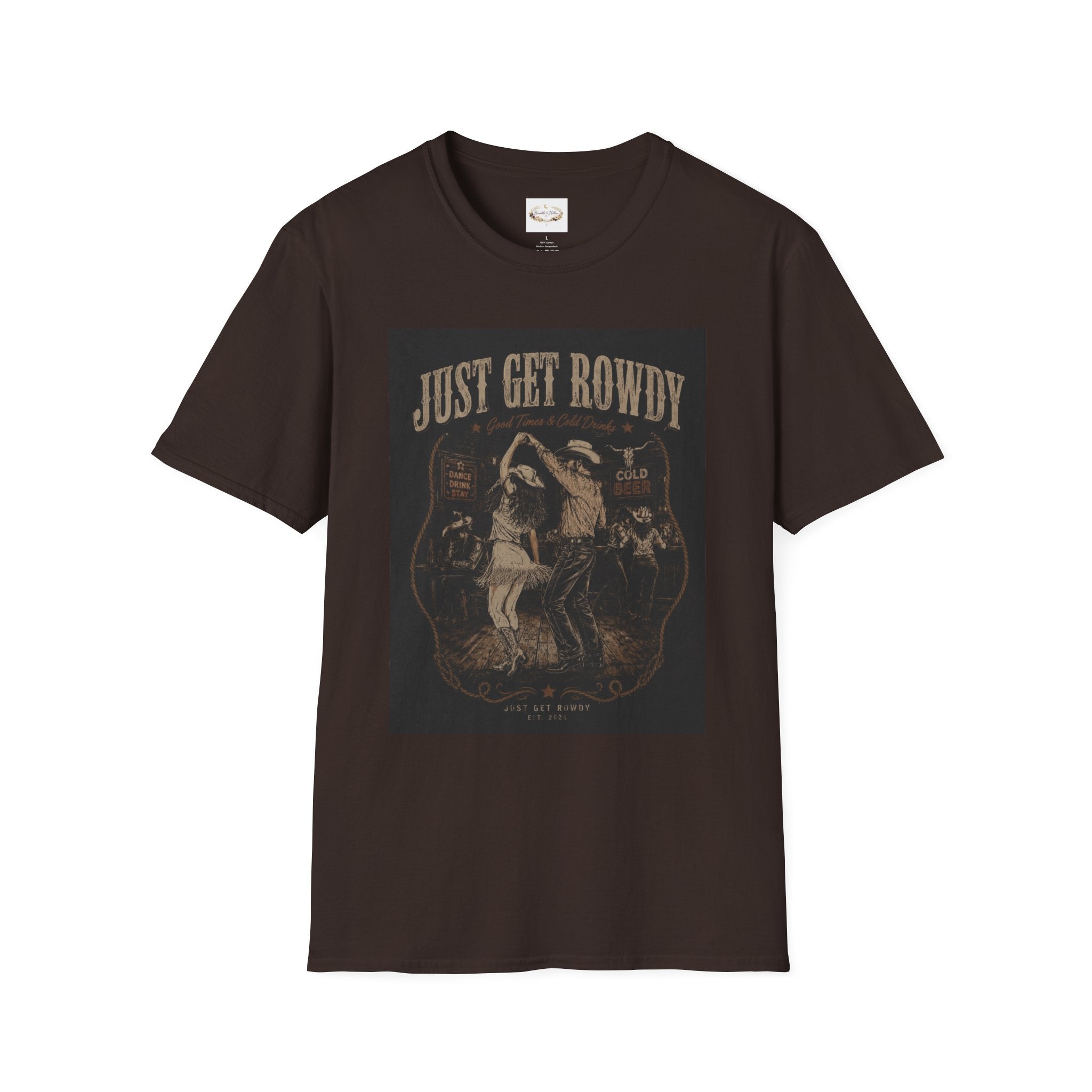 Just Get Rowdy / Raise Hell Graphic T-Shirt — Vintage Cowboy Western Party Tee