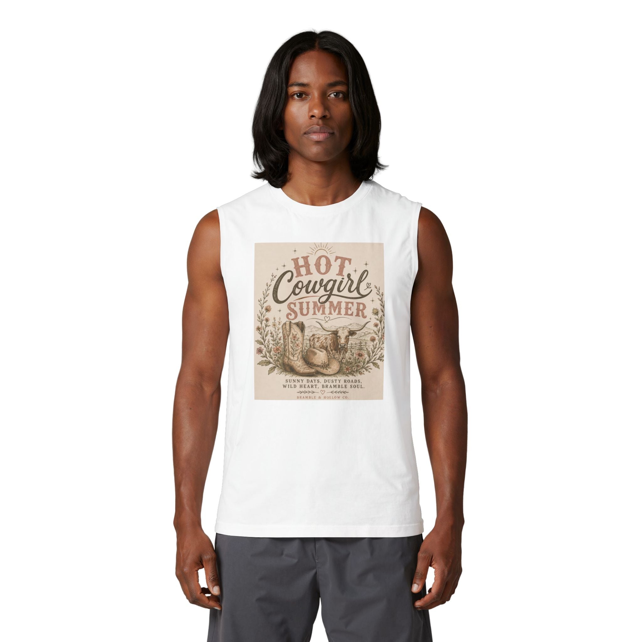 Hot Cowgirl Summer Muscle Tank — Vintage Western Cowgirl Graphic