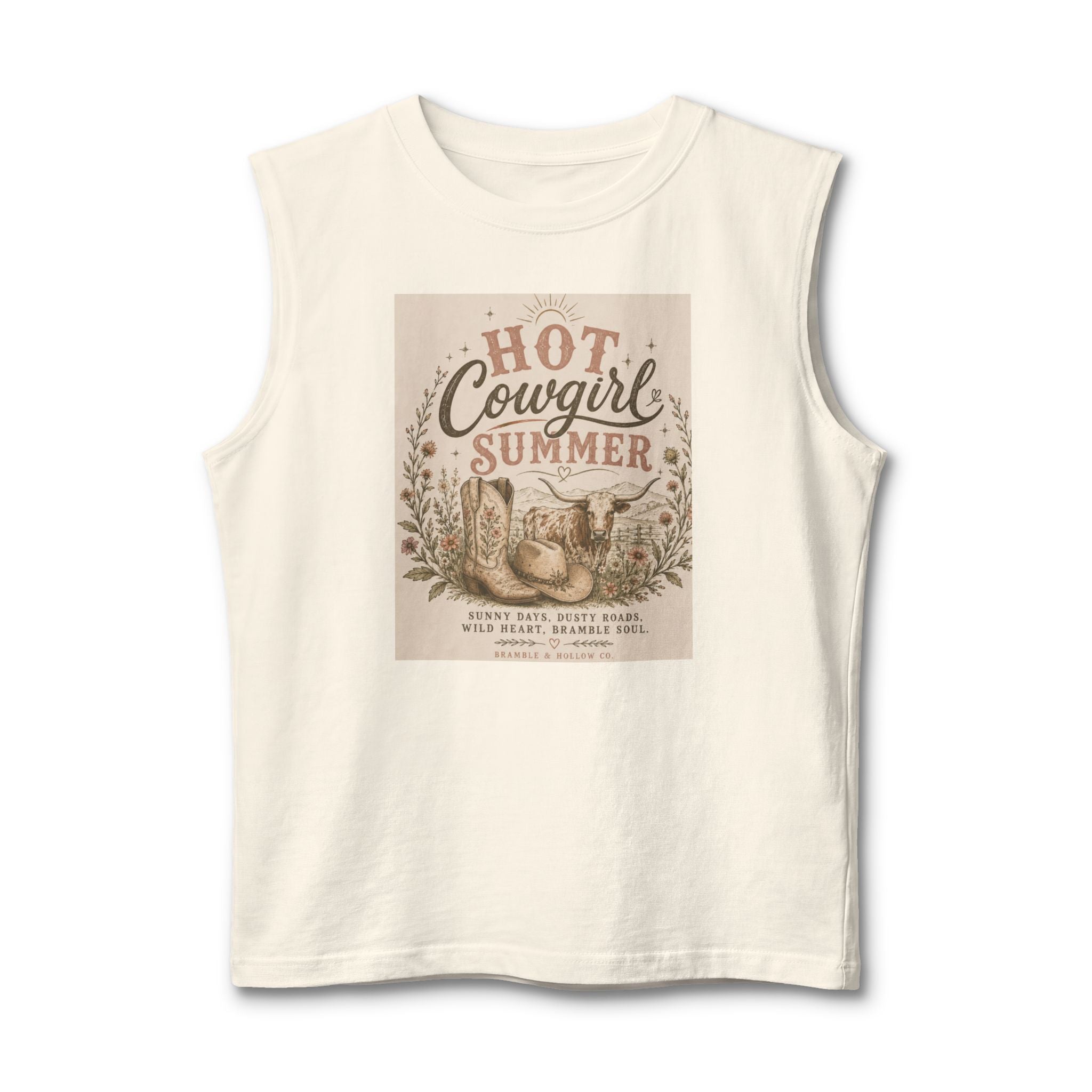 Hot Cowgirl Summer Muscle Tank — Vintage Western Cowgirl Graphic
