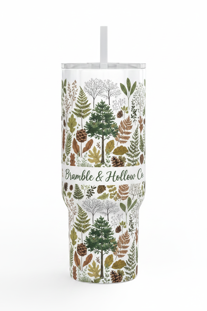 40oz Engraved Insulated Tumbler with Lid — Bramble & Bellflower Botanical Design
